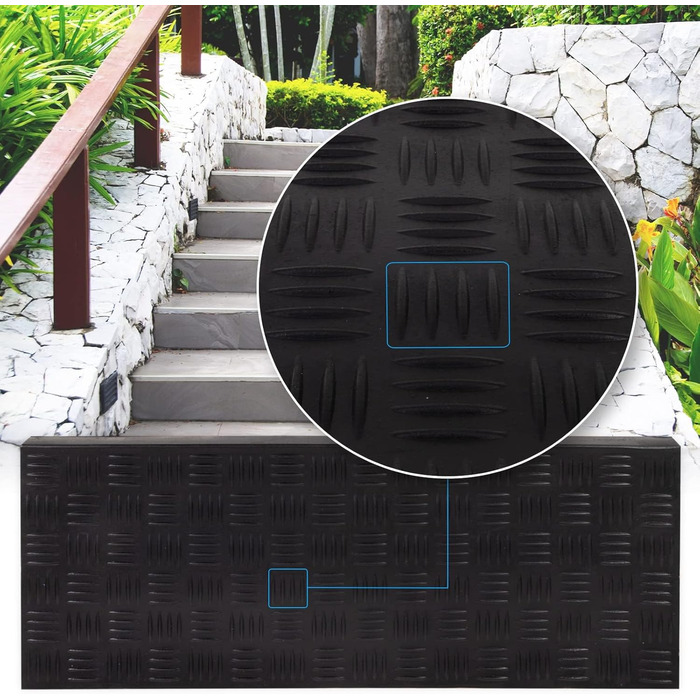 Rubber Threshold Ramps - Non-Slip Floor Mats for Indoor/Outdoor Use - 5 Piece Set - Various Designs Available