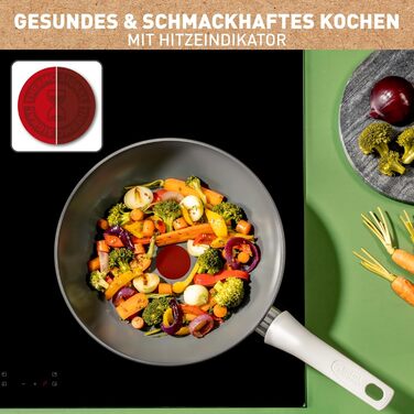 Wok Tefal Renew C42704 28 см з керамічним покриттям Thermo-Signal, сірий - екологічна перероблена жаровня для всіх типів плит, включаючи індукцію