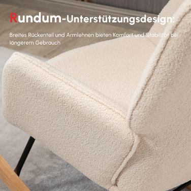 HOMCOM Rocking Chair, Swivel Chair, Accent Chair, Recliner with Berber Fleece, for Bedroom, up to 120 kg, Beige, 71x92x101 cm | Aosom