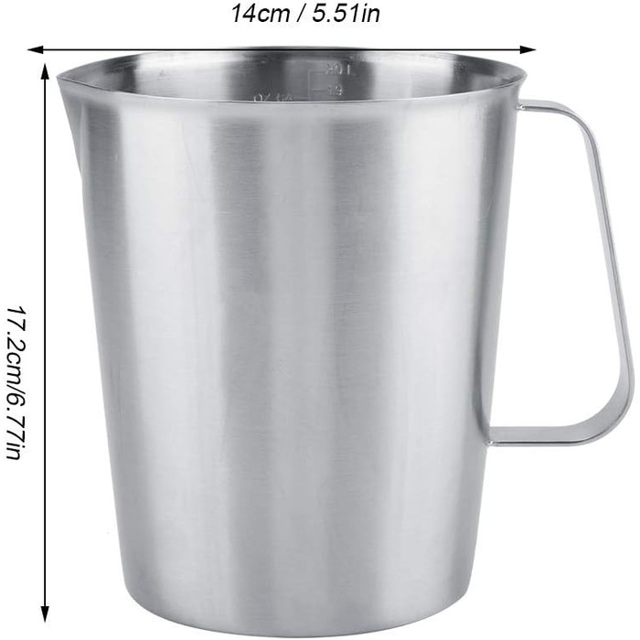 2000 ml Stainless Steel Measuring Cup, Measuring Pitcher with Handle for Latte Art Espresso Machines