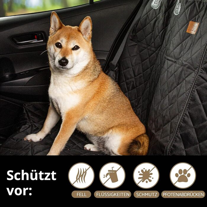 Захисний чохол на сидіння автомобіля для собак AMZPET (122 см) – Водостійкий, антиковзний та стійкий до подряпин – Міцний – 56 x 45 x 122 см. Підходить для маленьких автомобілів (купе або хетчбек). Універсальний, сумісний з Isofix