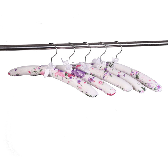 Amber Home 10-Piece 43cm Printed White Satin Clothes Hangers, Soft Silk Hangers for T-Shirt, Shirt, Coat, Dress, Tank Top, Wedding Dress, Sweater with Swivel Hook