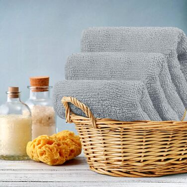 Набір м'яких махрових рушників для обличчя та тіла Utopia Towels, 30x30 см, 100% бавовна, сірий (12 шт)