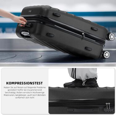 Набір валіз Beibye Zwillingsrollen 2066: чорний, M, L, XL (твердий корпус, тріо)