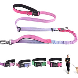 Міцна повідець для собак COSYHOMELONDON, без натягу, з амортизатором, для прогулянок та тренувань, з кріпленням для авторемня, 1,2 - 1,8 м, фіолетовий