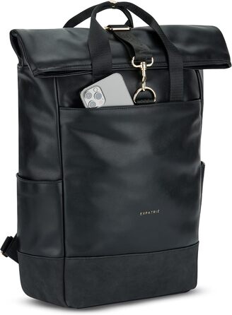 Жіночий рюкзак Expatrié Adele Rolltop: елегантний рюкзак для університету, велосипеда та роботи. Водовідштовхуючий, чорний, для ноутбука.
