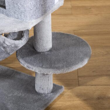 Кігтеточка PawHut для котів з тунелем, гамаком та платформами, 48x48x107 см, сіра