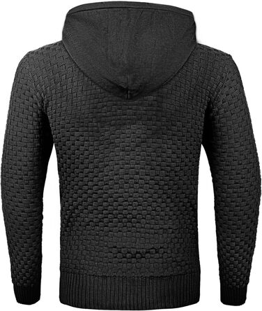 Пуловер чоловічий TARAINYA з капюшоном, теплий светр з довгим рукавом, чорний, XL