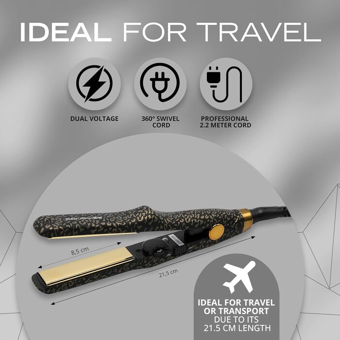 Випрямляч для волосся Corioliss C-Trip Titanium Leopard Gold з контролем температури для тонкого волосся
