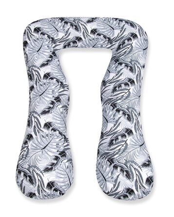 Подушка для годування Amilian Stillkissen для сну на боці, вагітності та після пологів, XXL, Body Pillow, блакитний (сірий Monstera)
