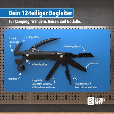 Мультитул 12 в 1: мультиінструмент з нержавіючою сталею, плоскогубцями, викрутками, ножем та пилкою – ідеальний для кемпінгу, відпочинку на природі та майстерні – подарунок для чоловіків