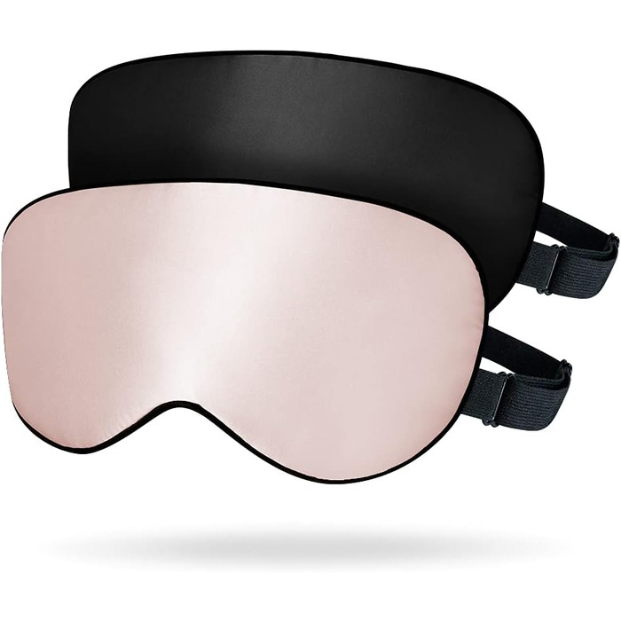 Набір 2 шт. Шовкові маски для сну OLESILK, 100% шовк, для жінок та чоловіків, унісекс, чорний + персиково-рожевий