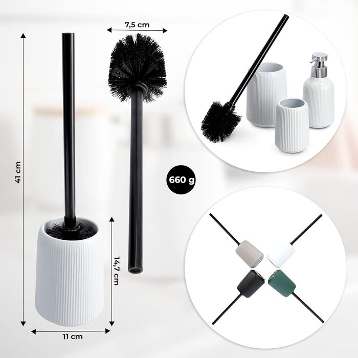 KADAX Bathroom Accessories Set, Modern Bathroom Accessories, Ceramic Bathroom Accessories, Bathroom Accessories (White: Toothbrush Holder, Soap Dispenser, Toilet Brush) (White - Soap Dispenser, Toilet Brush, 2)