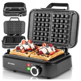 Вафельниця з регулюванням температури та мармуровим покриттям, на 2 великі вафлі, 2000 Вт