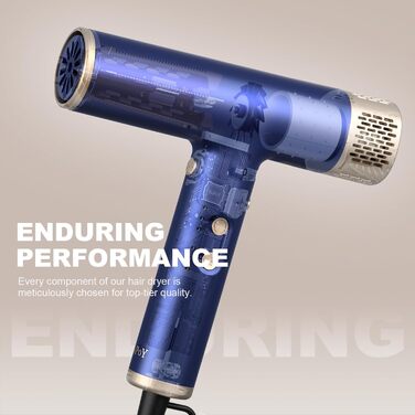 Професійний фен YAPOY з дифузором: швидка сушка, 200 млн іонів, 110 000 об/хв, захист від перегріву, термоконтроль, сріблястий (блакитний 2)