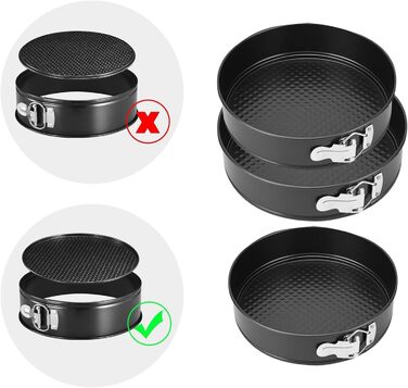 Набір форм для випікання QKNOSM (3 шт.) - діаметр 20/22/24 см, знімний дно, антипригарне покриття, з плоским дном, для пирогів та тортів