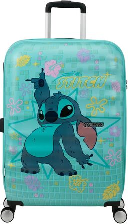 Чемодан American Tourister Wavebreaker Disney FL Spinner L, 77 см, 96 л, коліщата, матова поверхня, Disney Stitch Flower