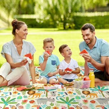 Outplea Extra Large Kids Picnic Blanket Waterproof 200 * 200cm, Beach Mat Camping Blanket Padded Foldable, Outdoor Travel Mat Picnic Blanket, Zoo