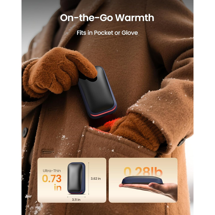 Електричний грілка для рук Gaiatop 2 шт. з магнітом, USB, багаторазовий, 3 швидкості нагріву, компактний, подарунок для чоловіків та жінок (блакитний)