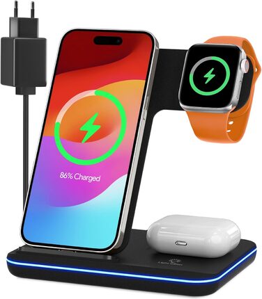 Бездротова зарядка 3-в-1 для Apple iPhone, Apple Watch та AirPods (чорний)