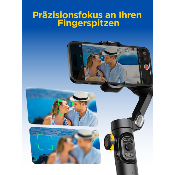 Стабілізатор Gimbal AOCHUAN для iPhone та Android - 3-осьовий, з фокусуванням, трекінг облич/об'єктів, для відеозйомки