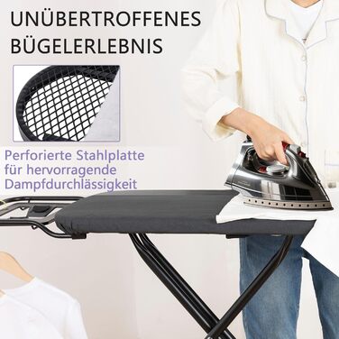 Гладильна дошка Aoufottes люкс, розширювана, з підставкою для праски, чорна, 120x38 см