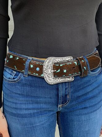 Жіночий/Чоловічий ковбойський ремінь INOGIH з регульованою пряжкою у вінтажному стилі - для джинсів, штанів, суконь. Розмір 30'-39' (107 см)