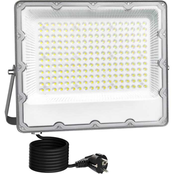 Комплект із 2 LED прожекторів для вулиці 100Вт, 8910Лм, холодне біле світло 6500K, IP66 водонепроникний, з євровилкою, для безпеки, двору, саду