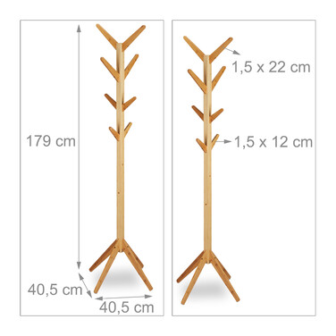Relaxdays Bamboo Coat Rack