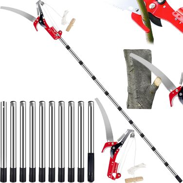 Telescopic Pruning Saw with Pole Saw, 82-402cm Pole Saw with Telescopic Handle, Adjustable Length Pulley Garden Saw Tree Saw, Lightweight Stainless Steel Telescopic Saw High Reacher, Manual Tree Shears for High Branches