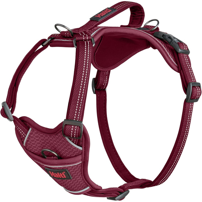 HATI Anatomy Dog Harness with Handle – Freedom of Movement for Your Dog. 3 Connection Points, Neoprene Padding, Adjustable and Reflective (Size Construction Green) (Magenta, M)