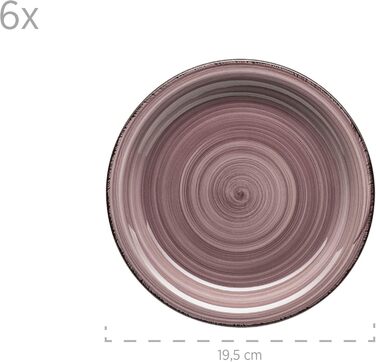 MÄSER Bel Tempo II, 30-piece Vintage Dinnerware Set for 6 People, Hand-Painted Ceramic Combination Service, Stoneware, Berry