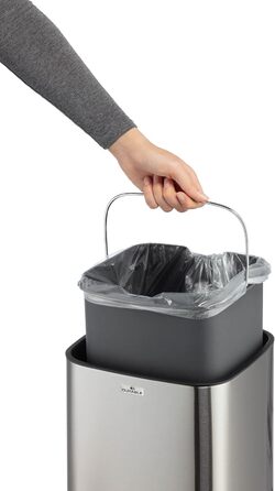Відро для сміття сенсорне NO TOUCH Durable, сріблясте, 12 літрів, з внутрішнім відром 342323