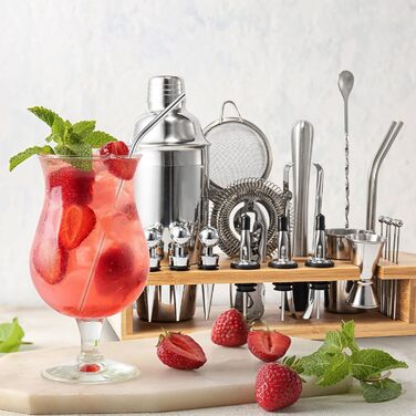 Stainless Steel Cocktail Shaker Set - Professional Mixology Bar Set for Home, Bar & Parties - Includes 26oz Schuster Shaker