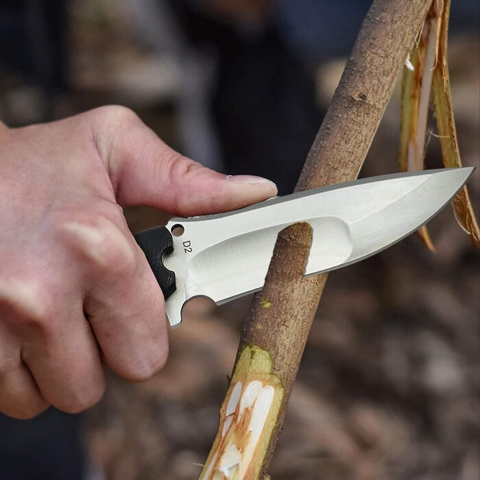 Ніж для полювання KOMWERO з фіксованим лезом D2, G10 рукоятка, Kydex чохол, гострий туристичний ніж для виживання, бушкрафту, з подарунковою коробкою, нековзка ручка