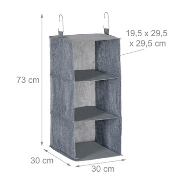 Relaxdays 2x Clothes Closet Hanging Shelf, 3 Compartments