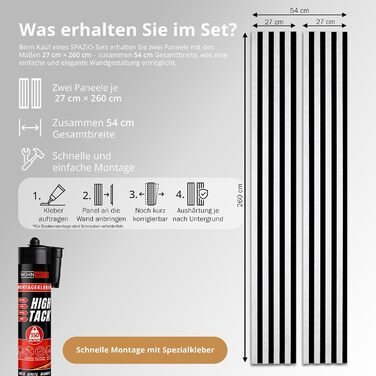Акустичні настінні панелі SPAZIO (набір 2 шт) 260x54 см, колір Мармур 149, стіновий декор з акустичного фетру