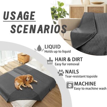 Водонепроникний килимок для собак, 127x152 см. М'який двосторонній коврик для собак великих порід, захист дивану, сірий + бежевий (світло-сірий + темно-сірий, 152x203 см)