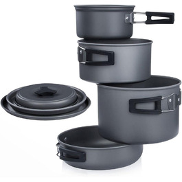 yourGEAR Ranger V Cookware Set for 4-5 People, 7-Piece Camping Cookware Set with Mesh Bag