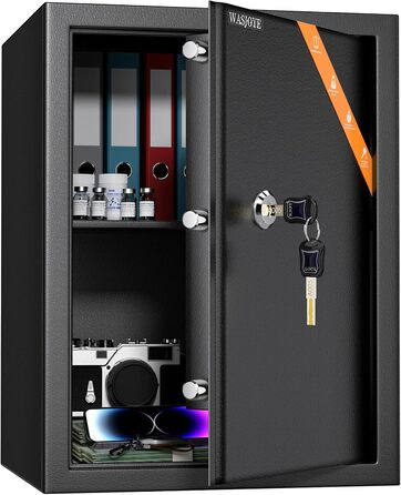 Safe Tresor WASJOYE: Сейф для дому/офісу з ключем (25x35x25 см, 49 л)