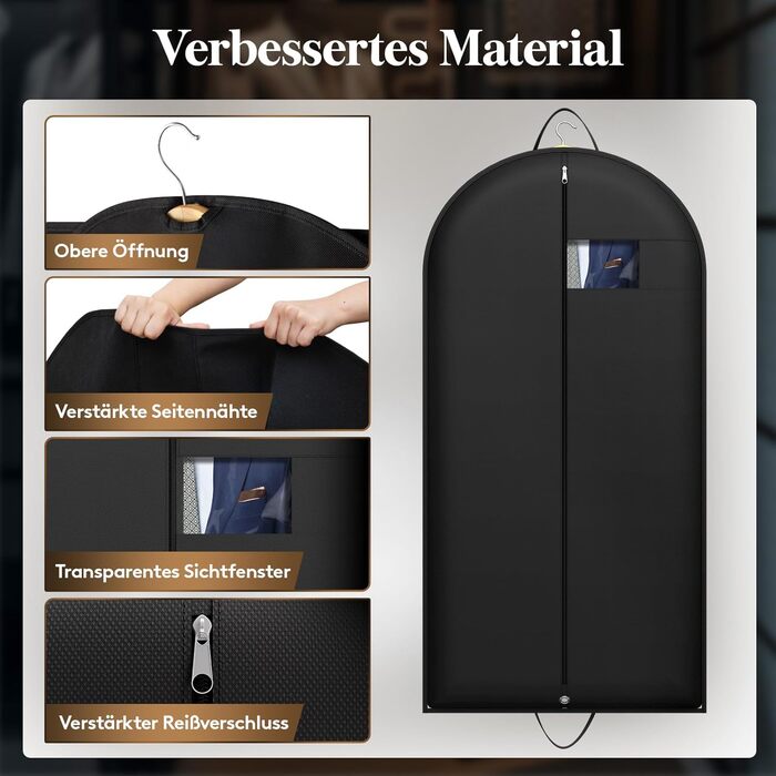 Чохол для одягу Lifewit 120 GSM з мішком для взуття - для костюмів, піджаків, ансамблів. Ідеально для подорожей та зберігання. Розмір 120 x 60 см.