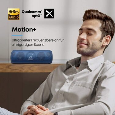 Soundcore Motion+ Bluetooth Портативна Колонка HiFi 30W, Глибокий Бас, IPX7, 12h, USB-C, App, EQ (блакитна)