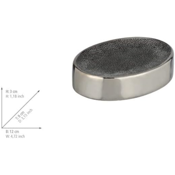 Підставка для мила WENKO Nuria, керамічна мильниця для зберігання мила, 12 x 3 x 8 см, антрацит