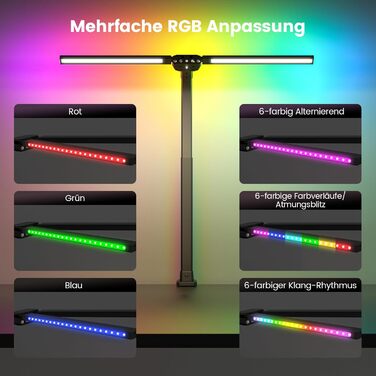 SIBRILLE Dual-Head LED Desk Lamp - Dimmable, Adjustable, RGB, Eye Protection for Office & Home