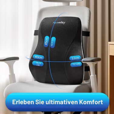 Подушка для попереку Niceeday для офісного крісла та авто з піни Memory Foam, дихаюча 3D сітка, підтримка спини