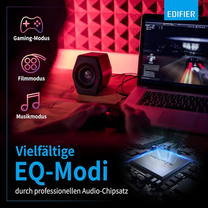 Edifier G2000 - Ігрова Bluetooth колонка з RGB підсвічуванням та 3 режимами звучання (Чорний)
