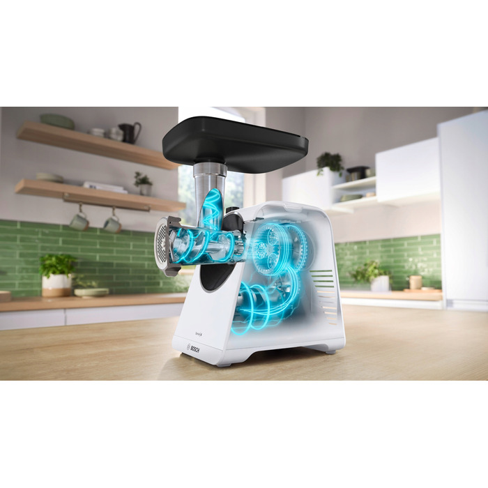 М'ясорубка Bosch Serie 6 MFWS607W 2100 Вт, реверс, біла