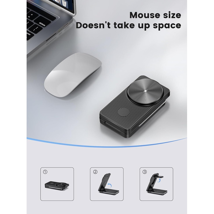 Магнітна зарядна станція 3-в-1 для Samsung Galaxy S26 Ultra, S25, Z Fold 7, Z Flip 7, Galaxy Watch Ultra 8/7/6 та Buds Pro 3 - бездротова, складна, чорна