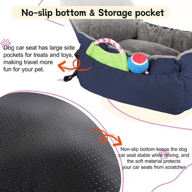 Автокрісло для собак SIVEIS – м'яке ліжко з кишенькою, захист від подряпин, з ременем безпеки