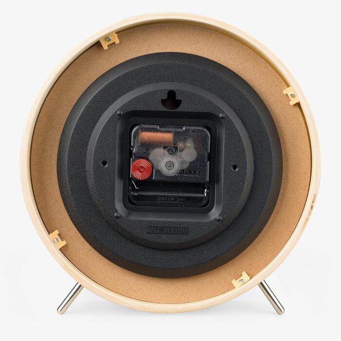 Navaris Analog Wood Table Clock Round - 21.1 x 21.8 x 4.8cm - Analog Decorative Table Clock Without Ticking with Wooden Dial - Quiet Pointer Wooden Clock Light Brown